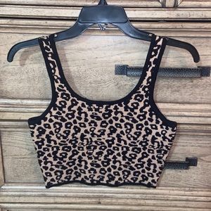 Kendall and Kylie cheetah print sweater cropped tank top